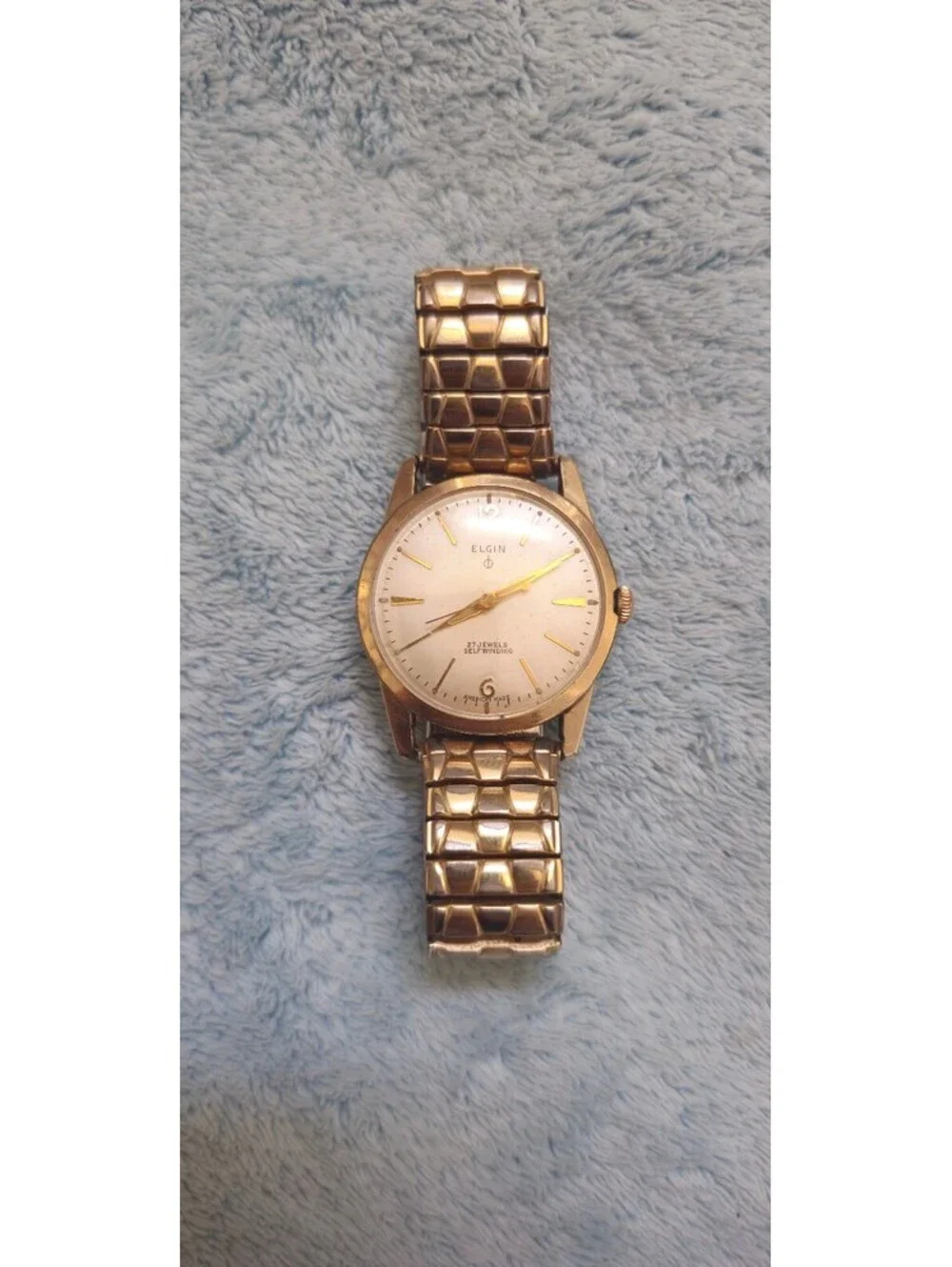 Vintage Elgin 27 Jewel Self Winding Men's Wristwatch 10k RGP Bezel  AS IS READ